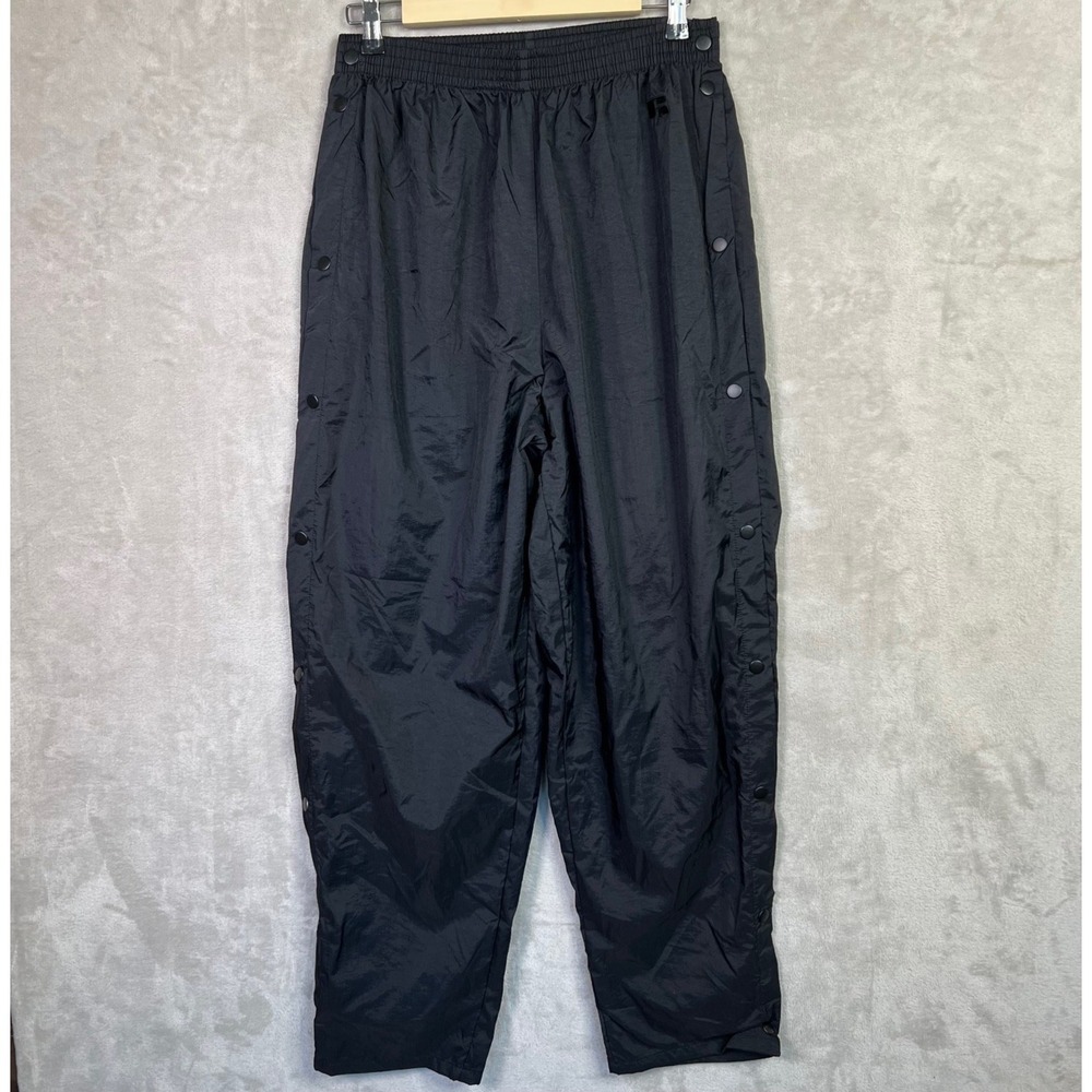 Vintage 90s Russell Athletic‎ Mens L Lined Tearaway Windbreaker Pants Black